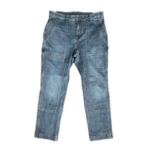 Duluth Double Knee Flex Jeans Womens 14S Blue‎ Denim Cargo Carpenter Workwear